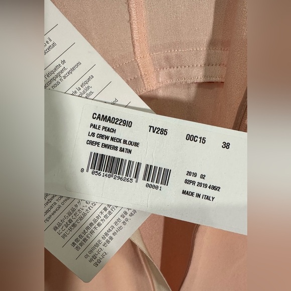 NWT Marni Pale Peach Crew Neck Blouse High Low Hem Cut Out Cuff IT 38 (US 2) - Picture 6 of 16